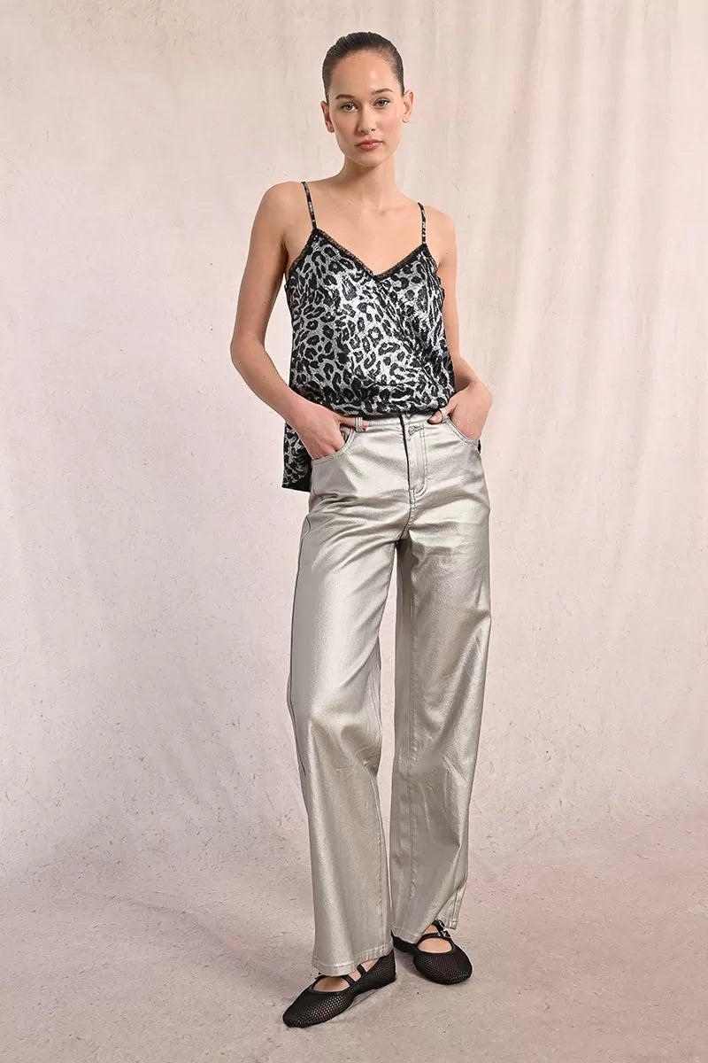 Molly Bracken Wide Leg Silver Pants
