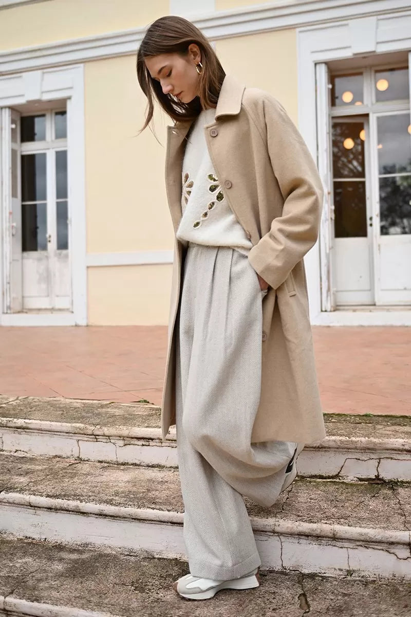 Molly Bracken Herringbone Beige Trousers