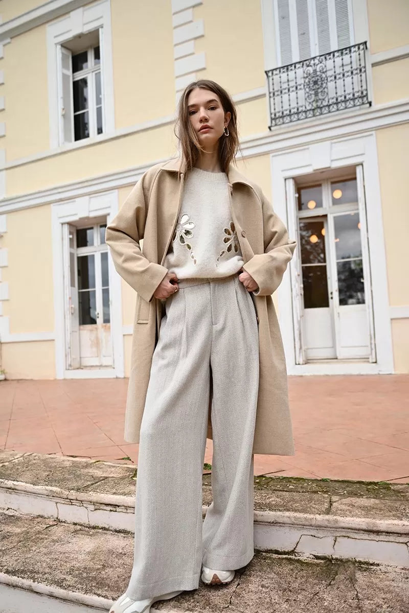 Molly Bracken Herringbone Beige Trousers