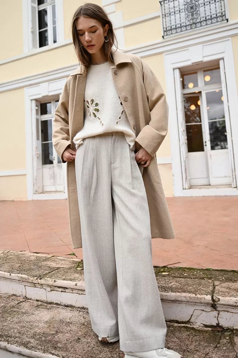 Molly Bracken Herringbone Beige Trousers