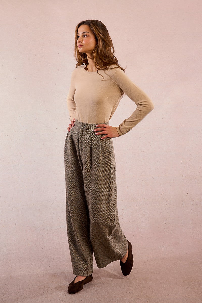 Molly Bracken Herringbone Black Trousers