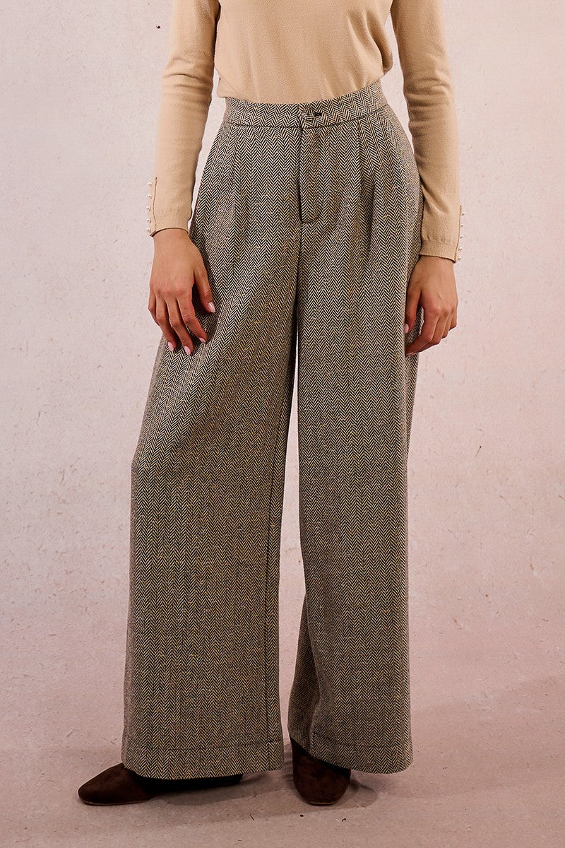 Molly Bracken Herringbone Black Trousers