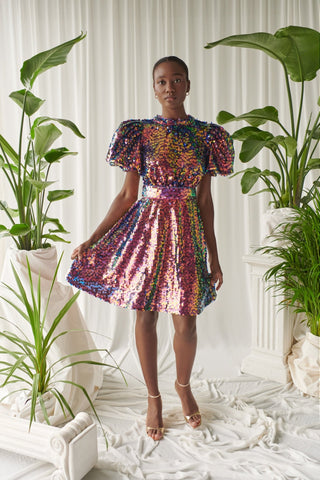 Celia B Wanderer Sequin Prism Dress