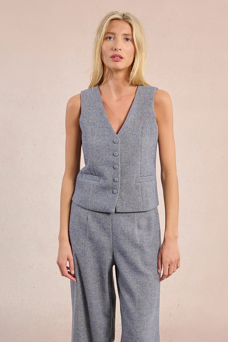 Molly Bracken Wollen Blue Waistcoat