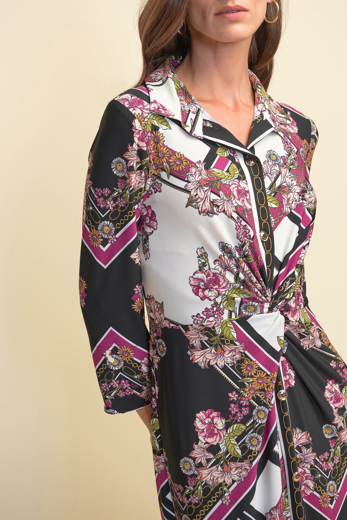 Joseph Ribkoff Twist Print Baroque Print Dress