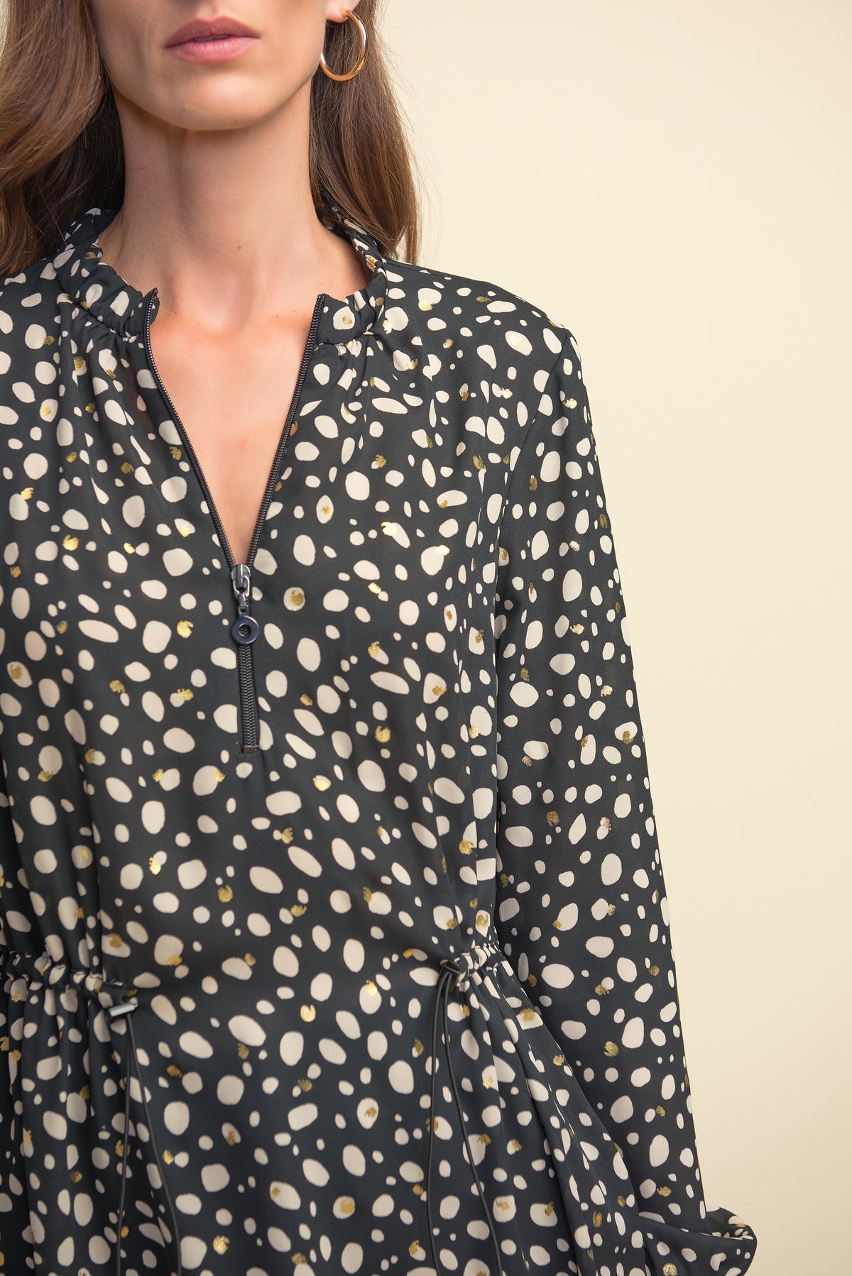 Joseph Ribkoff Elastic Waist, Zip-Neck Top