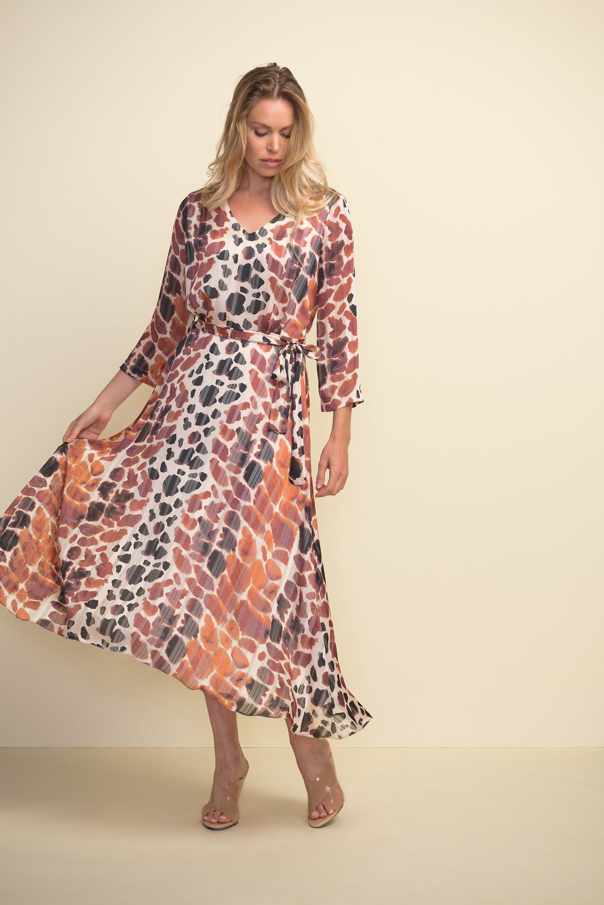 Joseph Ribkoff Giraffe Print, Tie Waist Dress