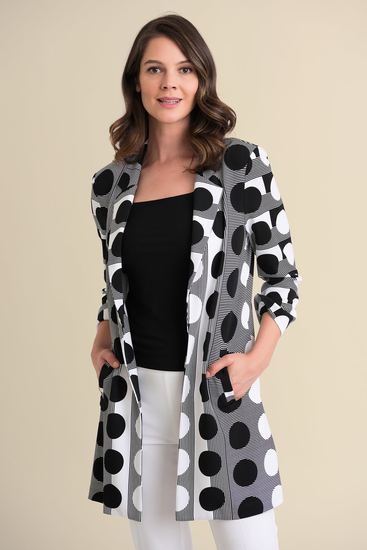 Joseph Ribkoff Spots and Stripes, Longline Blazer