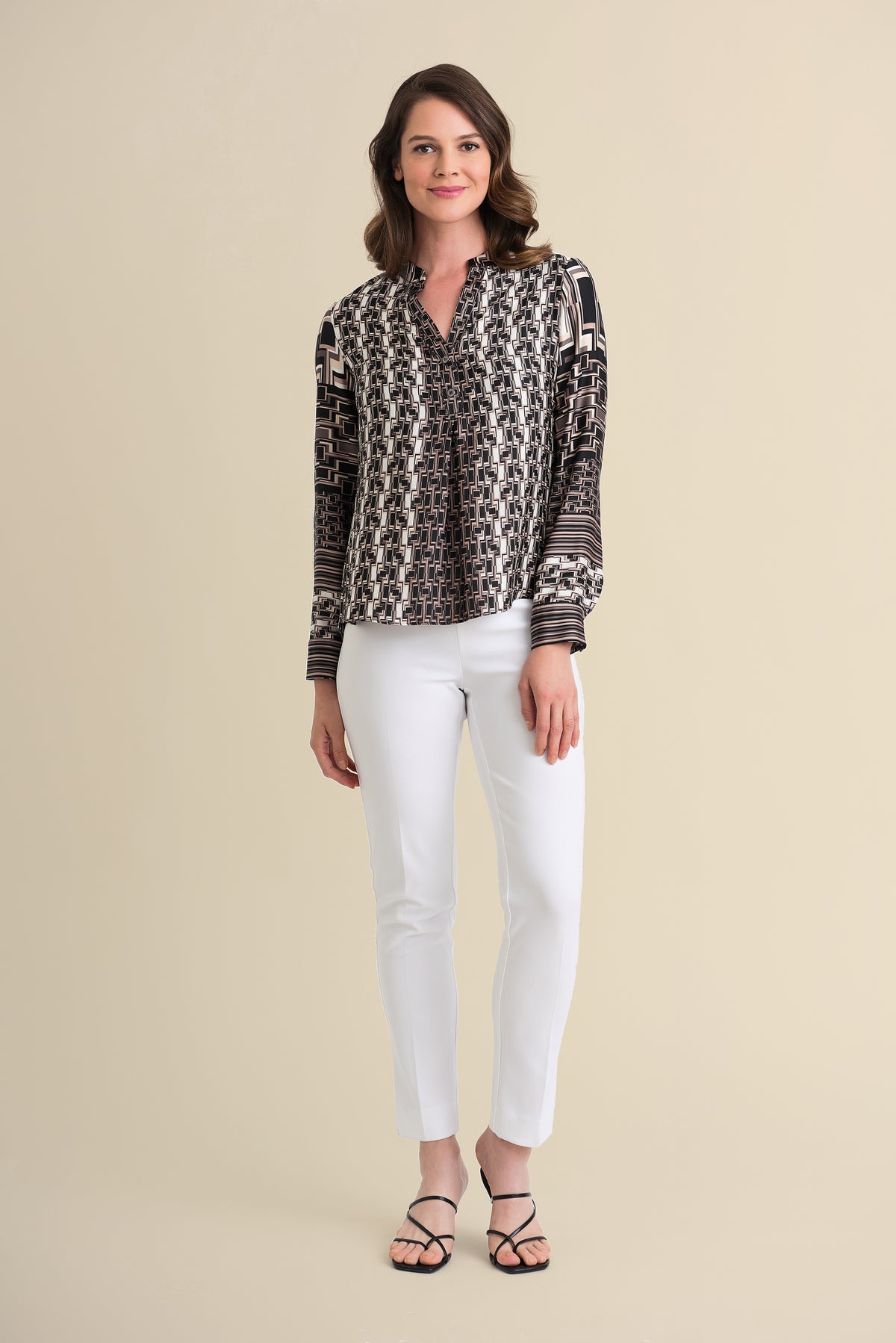 Joseph Ribkoff V-Neck, Pleat Detail Blouse