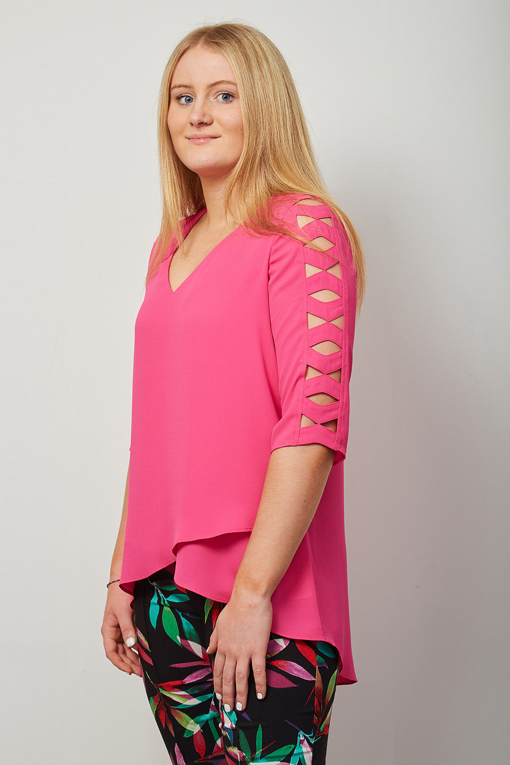 Joseph Ribkoff Cut-Out Sleeve Top