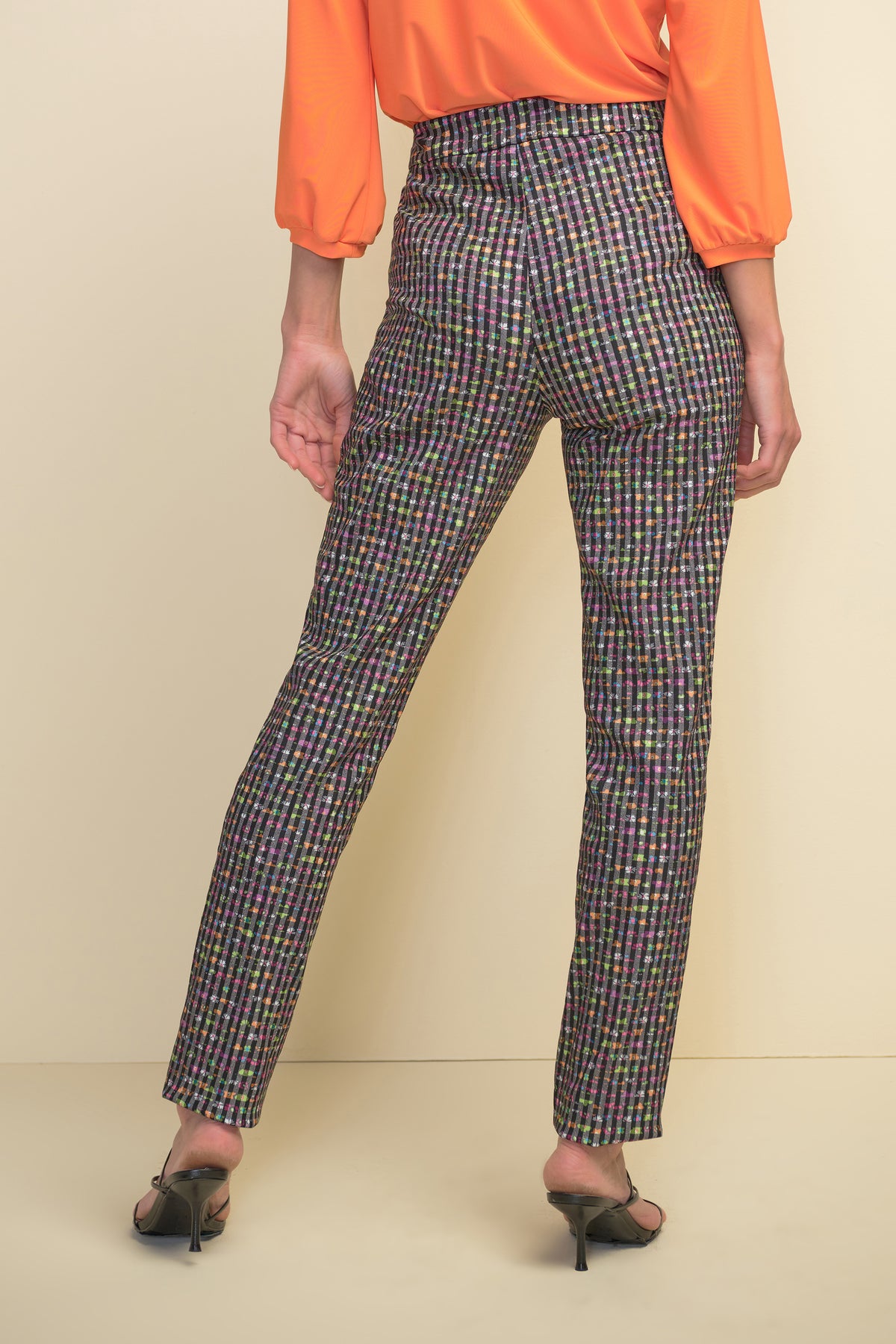 Joseph Ribkoff Gingham Floral Print Trousers