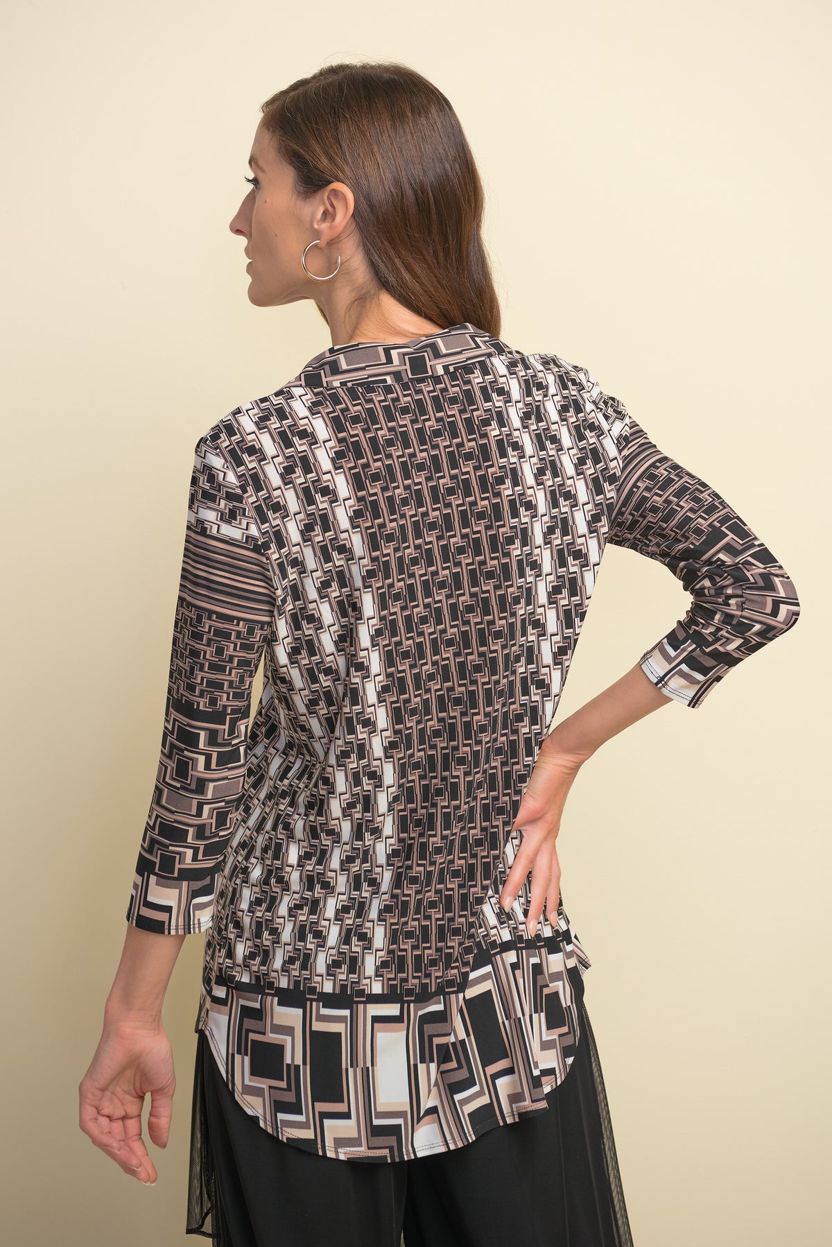 Joseph Ribkoff Geometric Print, V-Neck Blouse
