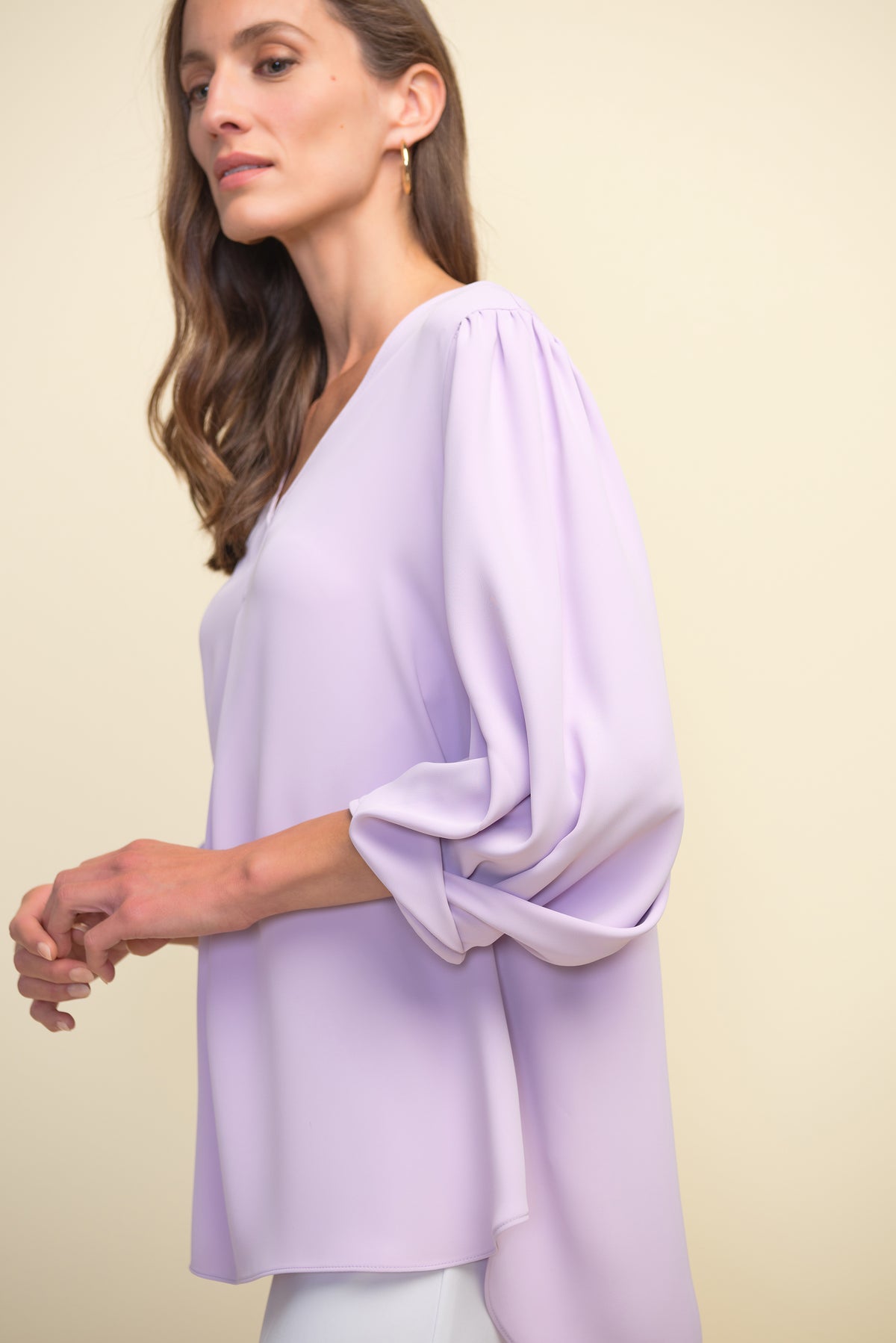 Joseph Ribkoff V-Neck, Blouson Sleeve Blouse