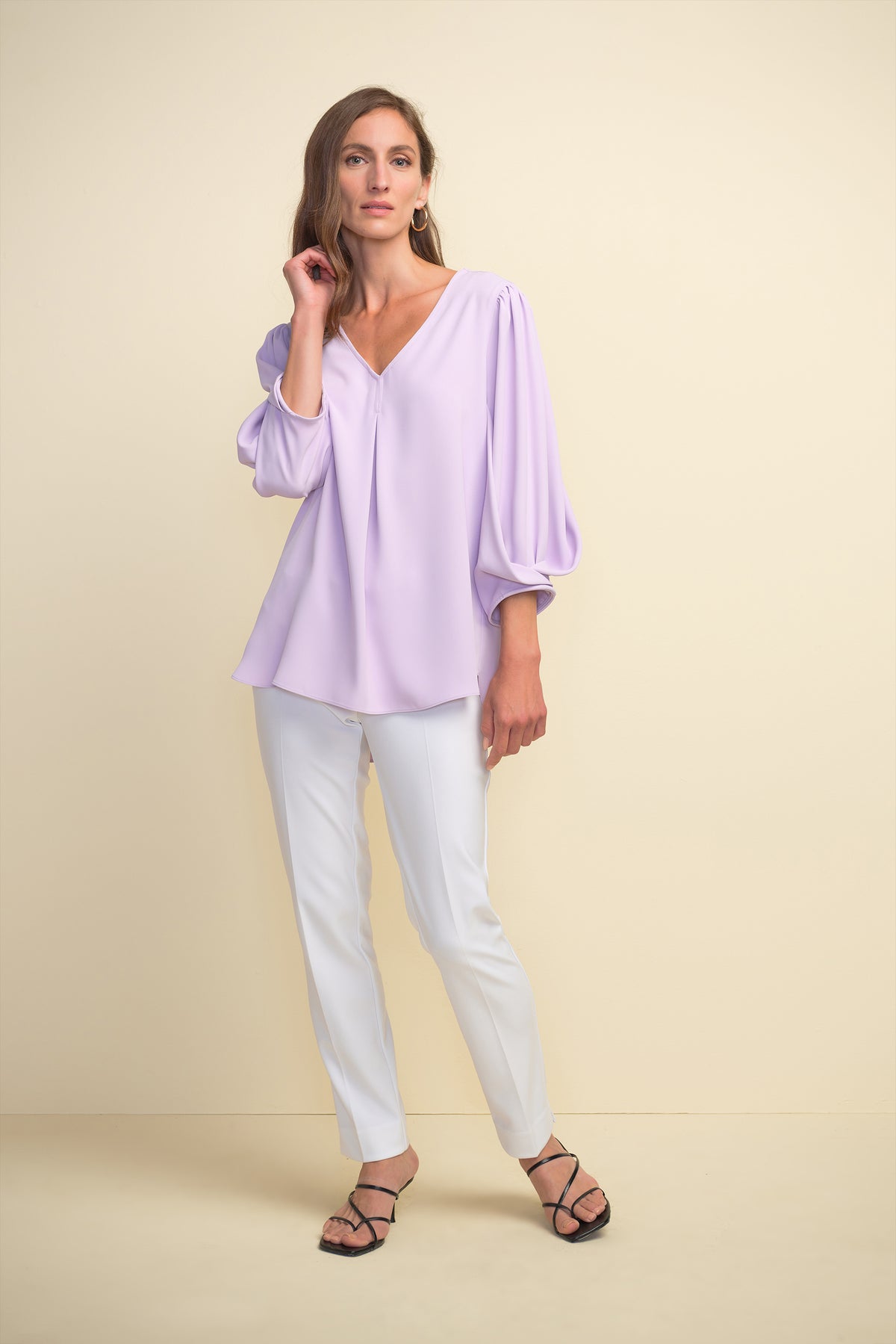 Joseph Ribkoff V-Neck, Blouson Sleeve Blouse
