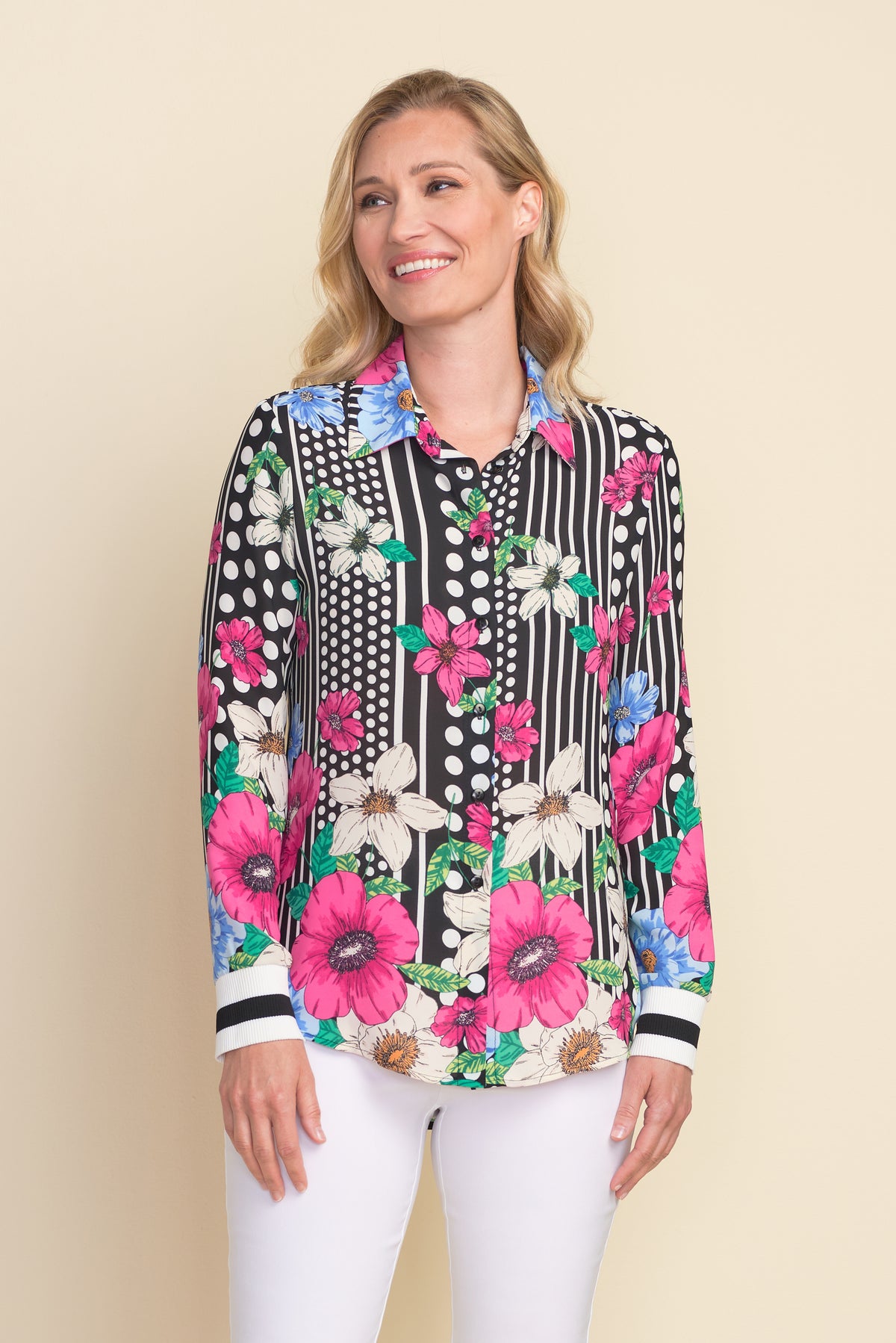 Joseph Ribkoff Romantic Monochrome Print Blouse