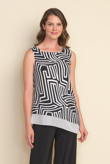Joseph Ribkoff Abstract Print Asymmetric Top