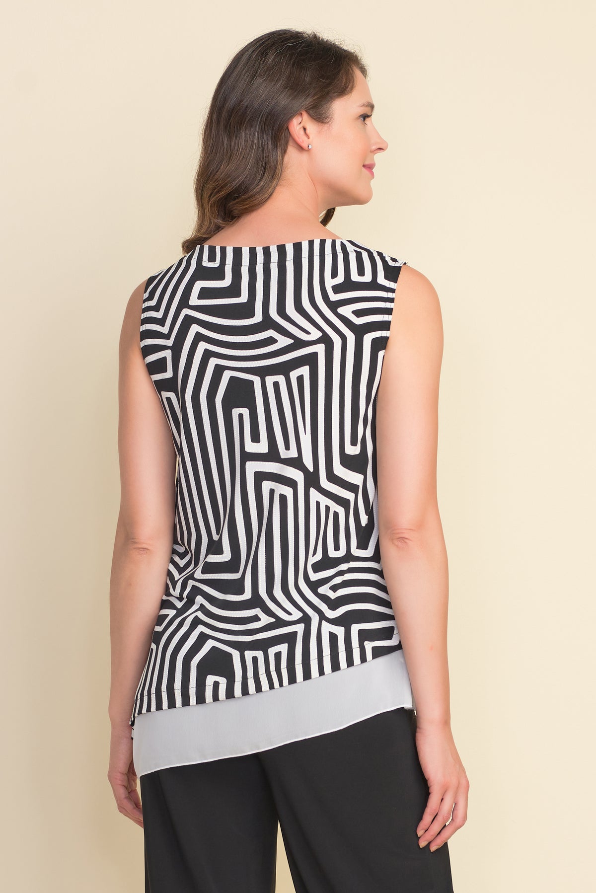 Joseph Ribkoff Abstract Print Asymmetric Top