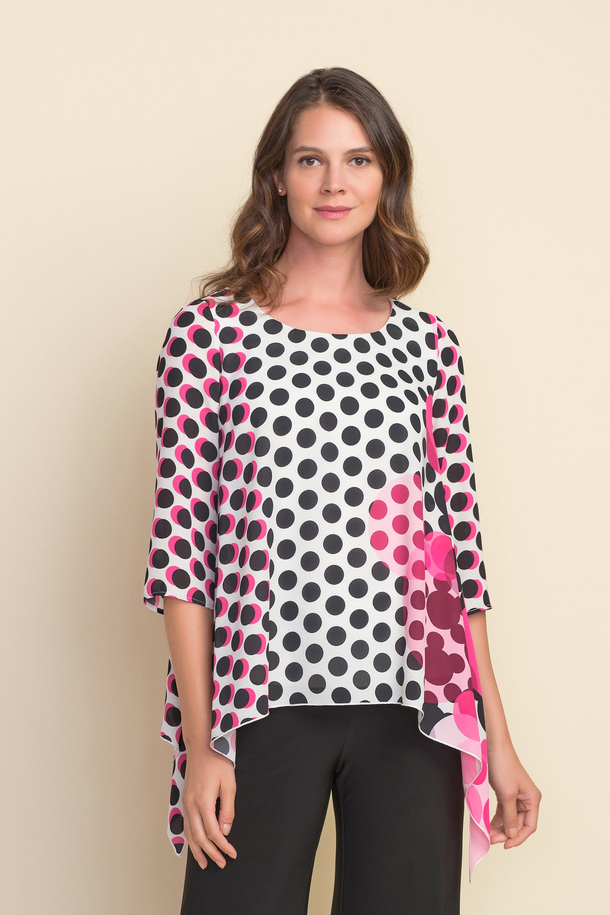 Joseph Ribkoff Round Neck Polka Dot Print Top