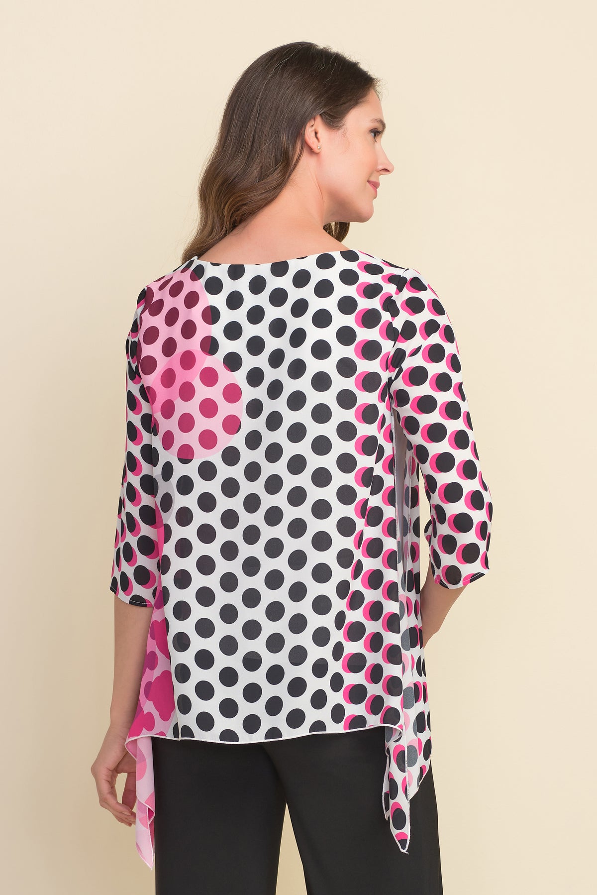 Joseph Ribkoff Round Neck Polka Dot Print Top