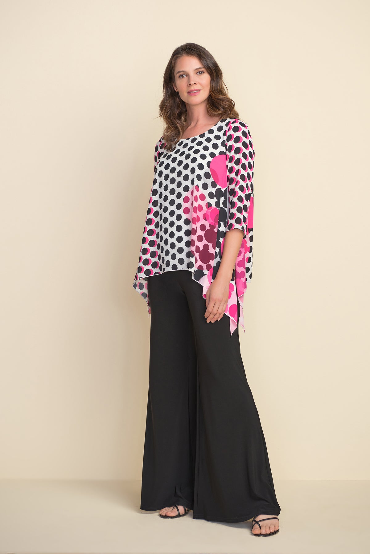 Joseph Ribkoff Round Neck Polka Dot Print Top