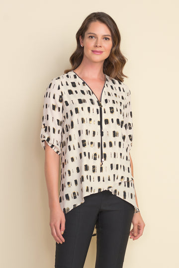 Joseph Ribkoff Zip-Neck Blouse