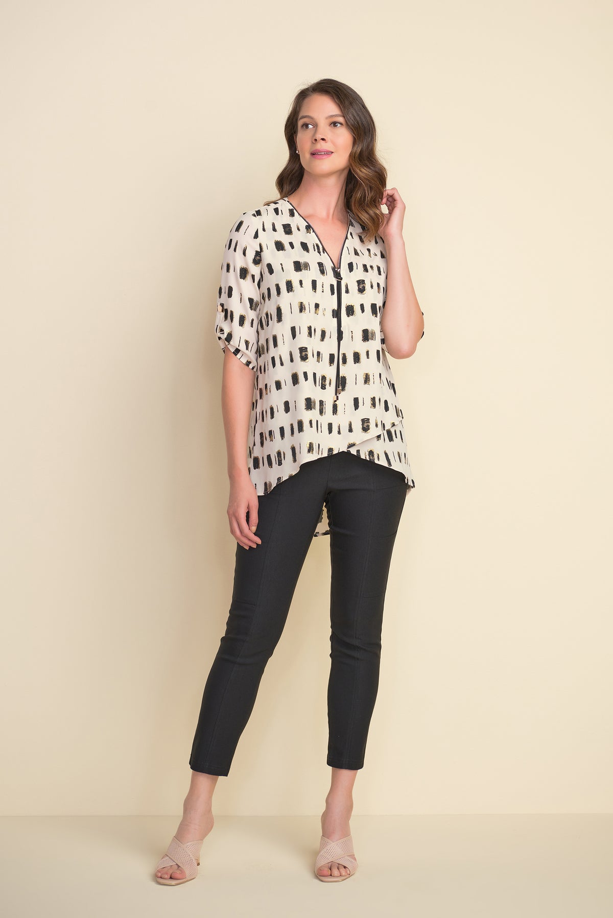 Joseph Ribkoff Zip-Neck Blouse
