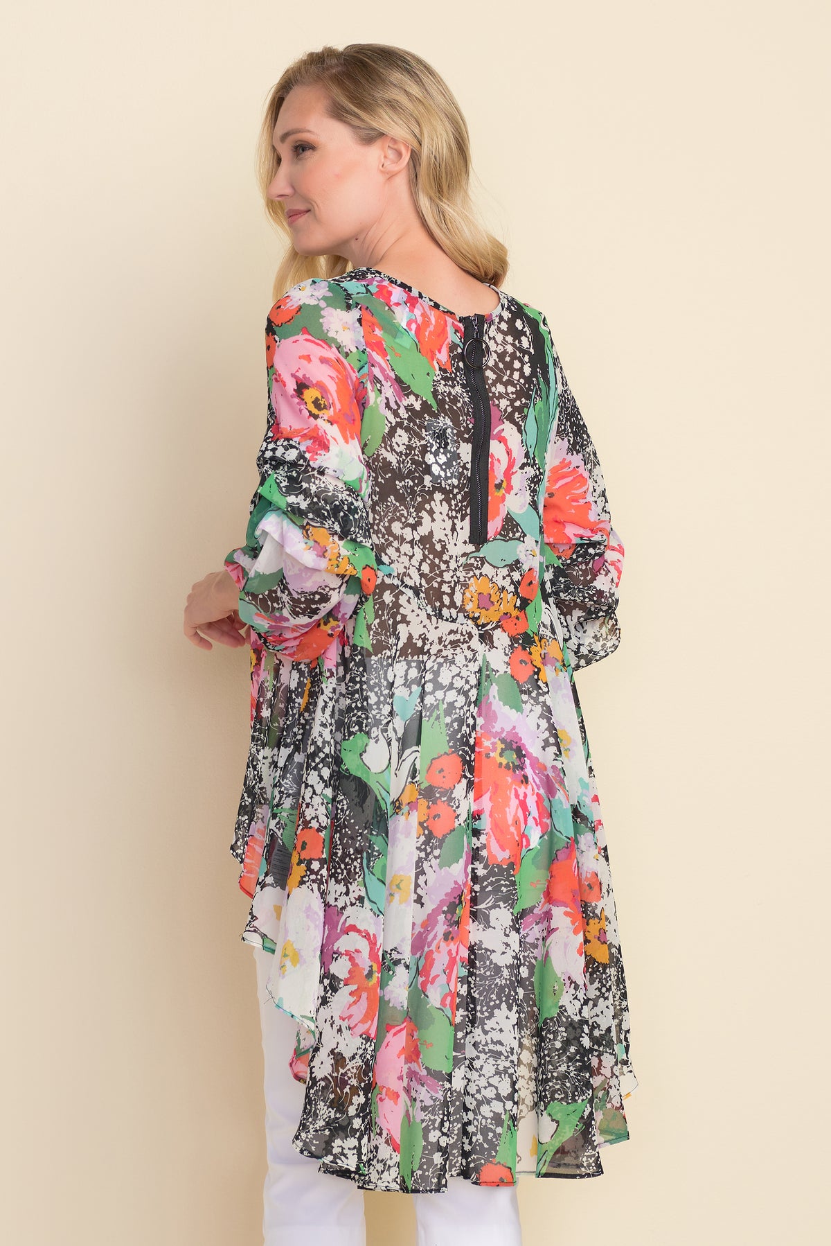 Joseph Ribkoff Chiffon Ballooned Sleeve Top