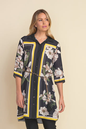 Joseph Ribkoff Graphic Line Flower Print Tunic