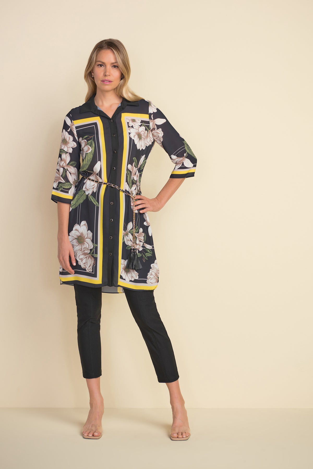 Joseph Ribkoff Graphic Line Flower Print Tunic