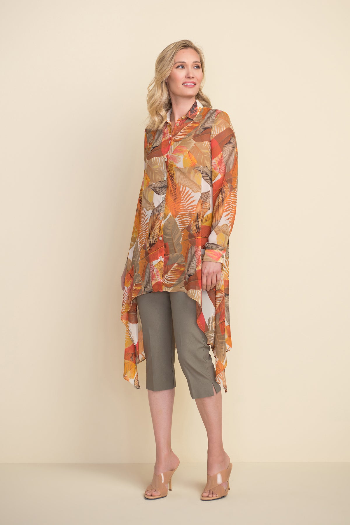Joseph Ribkoff Sunset Tone Leaf Blouse