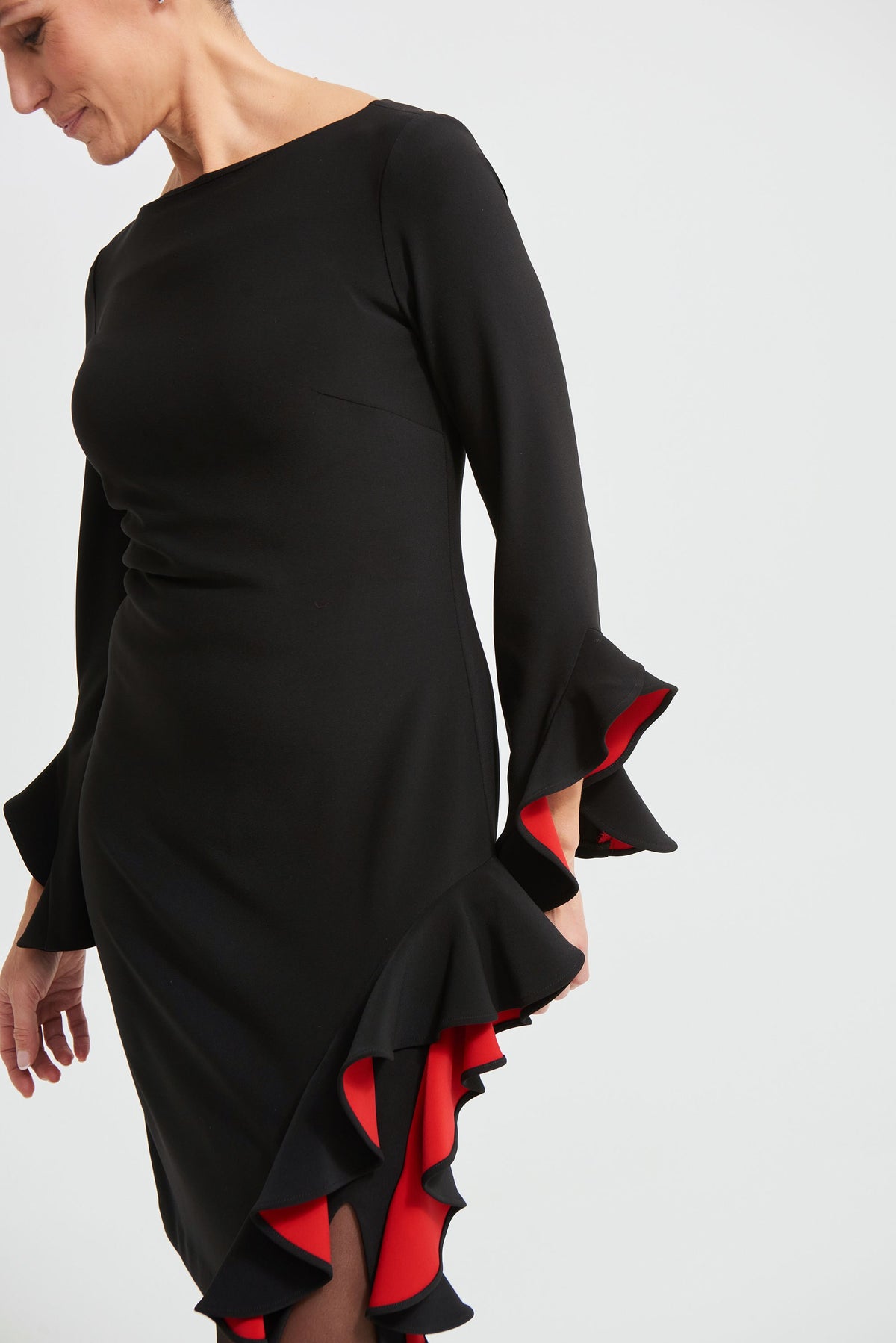 Joseph Ribkoff Two-Tone Ruffle Dress