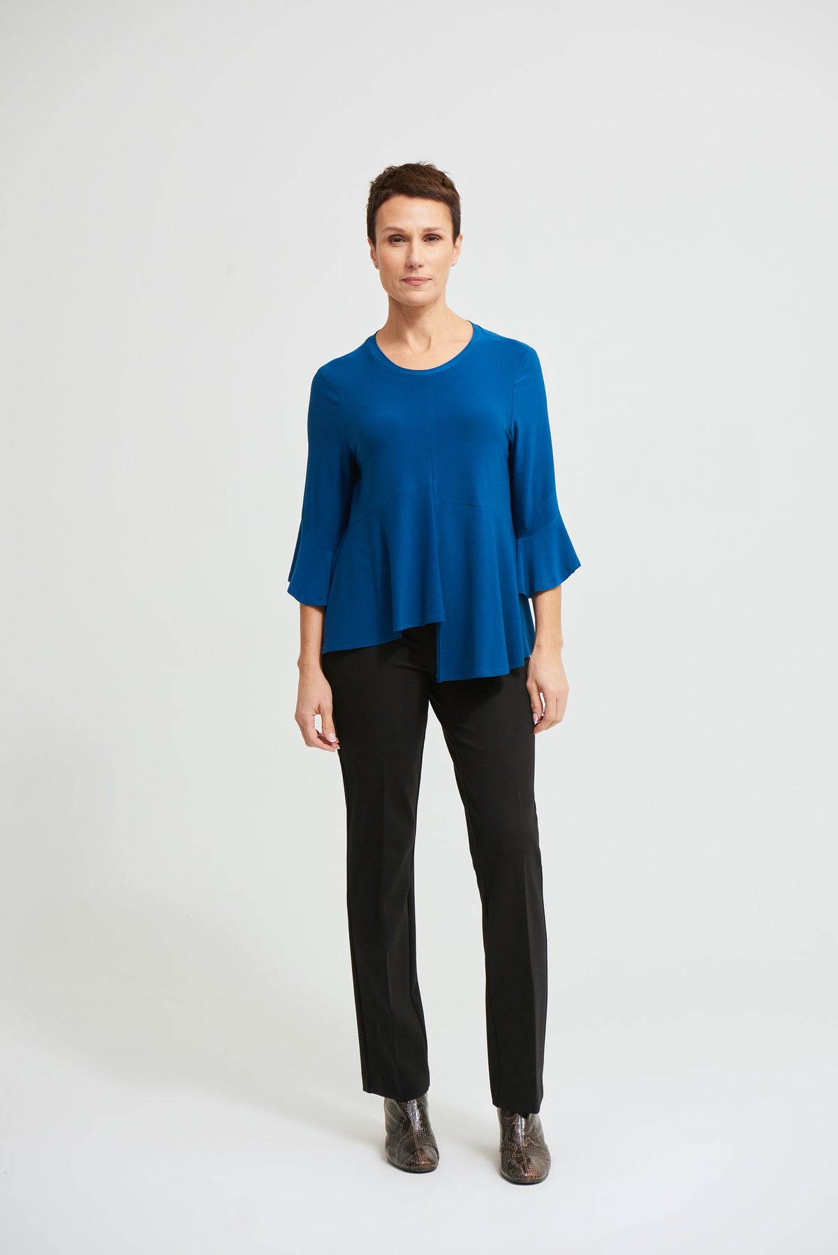 Joseph Ribkoff Pleated Hem &amp; Sleeve Top