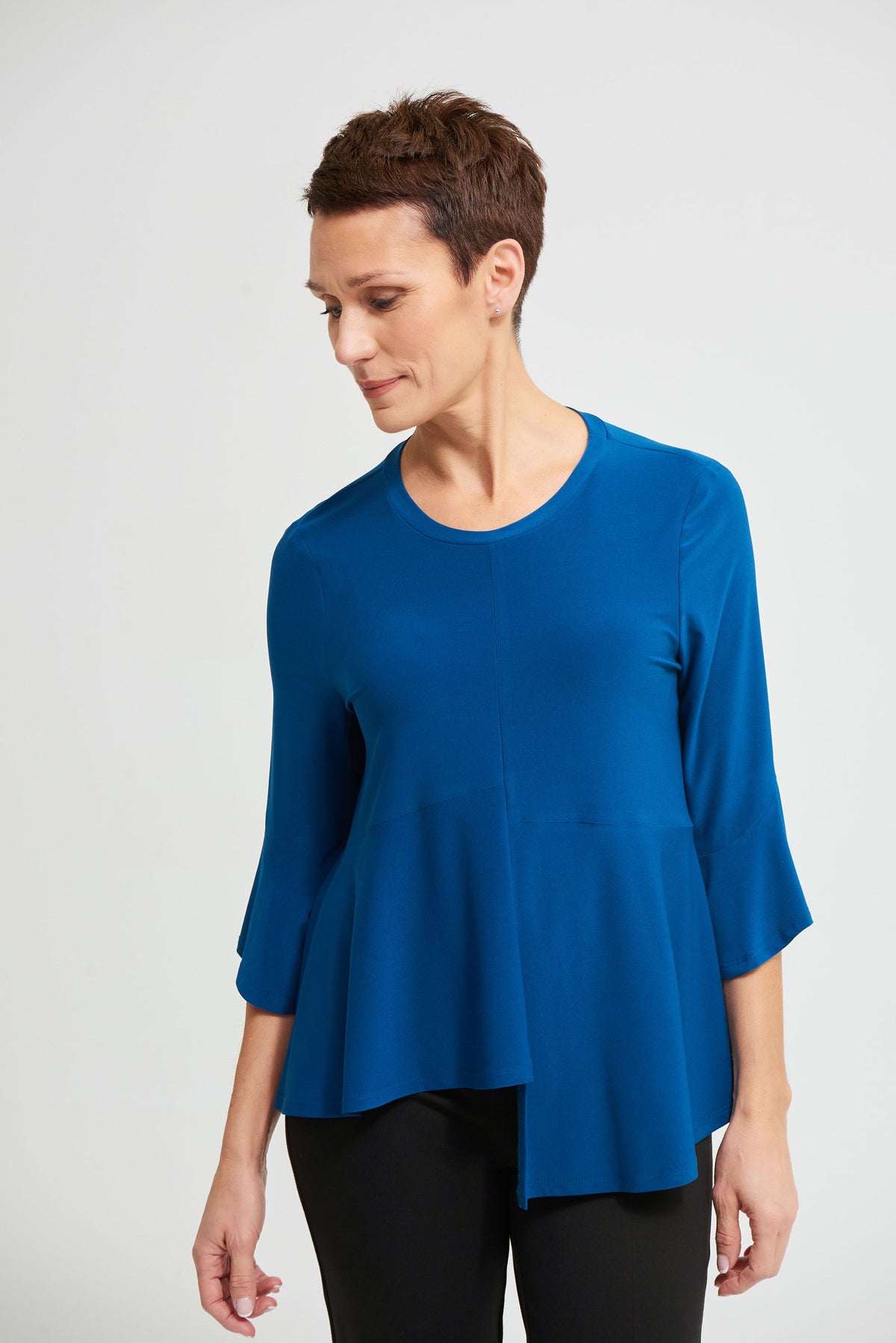 Joseph Ribkoff Pleated Hem &amp; Sleeve Top