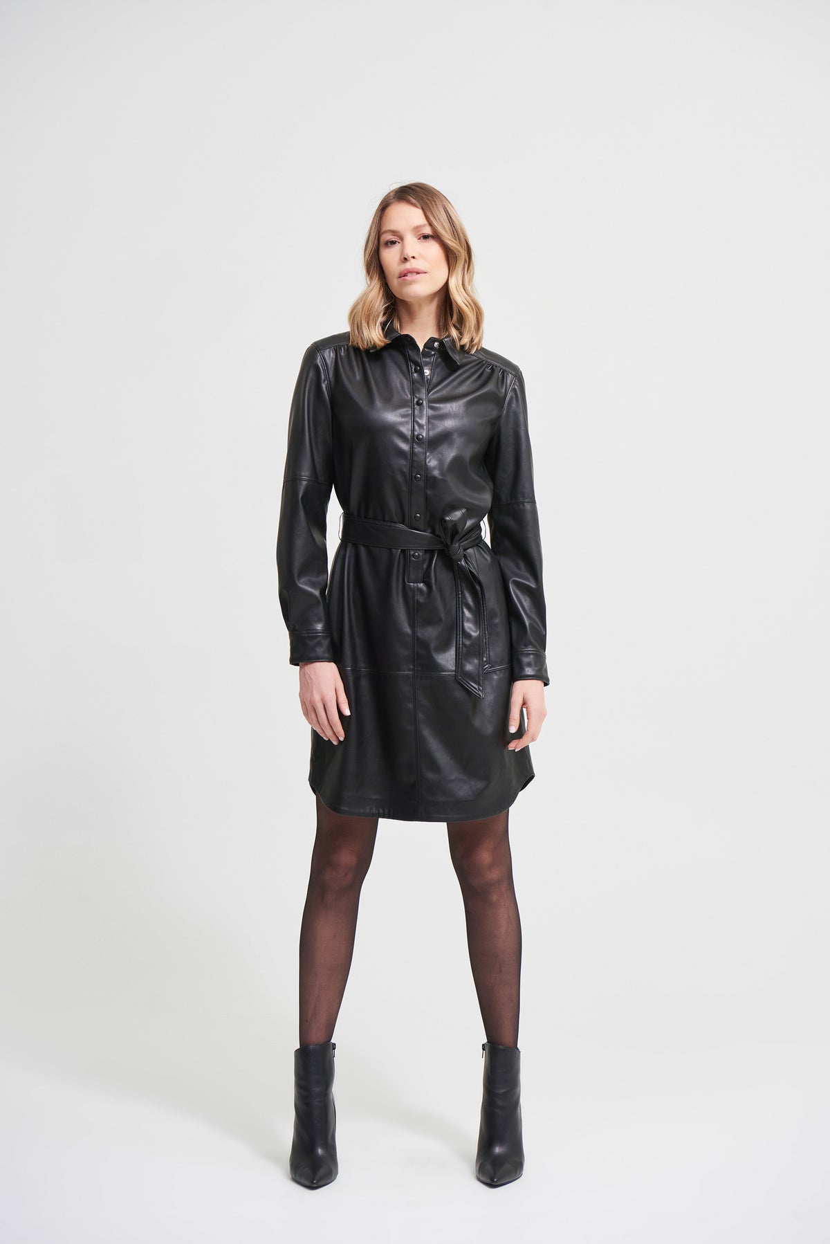 Joseph Ribkoff Faux Leather Shirt Dress