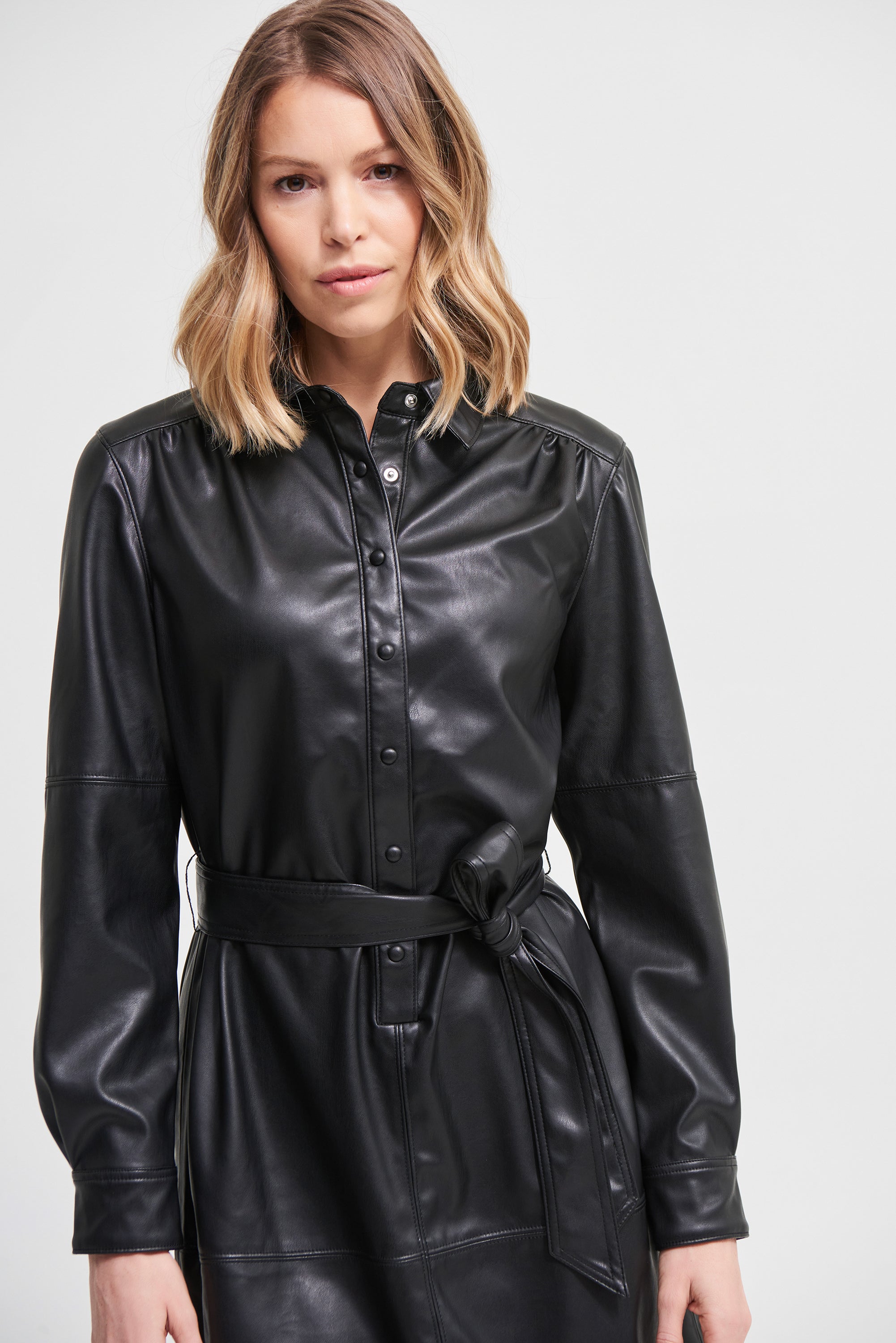 leather dress ireland Buy Lipsy Black Faux Leather Collarless Midi Shirt Dress from Next Ireland