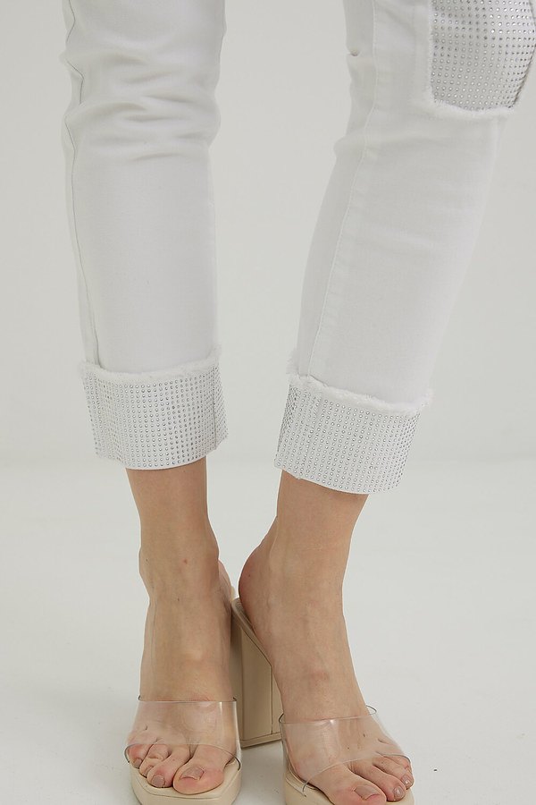 Joseph Ribkoff White Embellished Pants