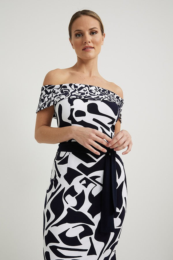 Joseph Ribkoff Off-shoulder Geometric Print Dress Style