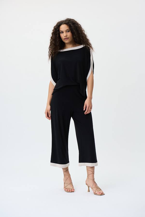 Joseph Ribkoff Contrast Trim Jumpsuit - Black/Stone