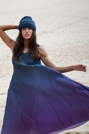 Alquema Blueberry To Lavender Long Estrella Dress &amp; Collare Coat