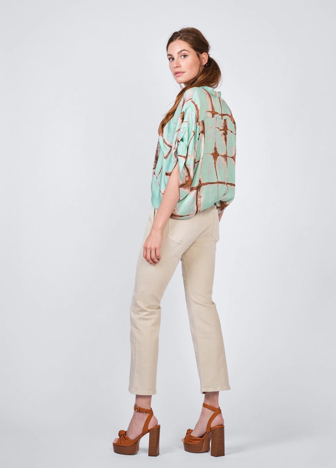 Summum Tie Dye Top With Checked Print