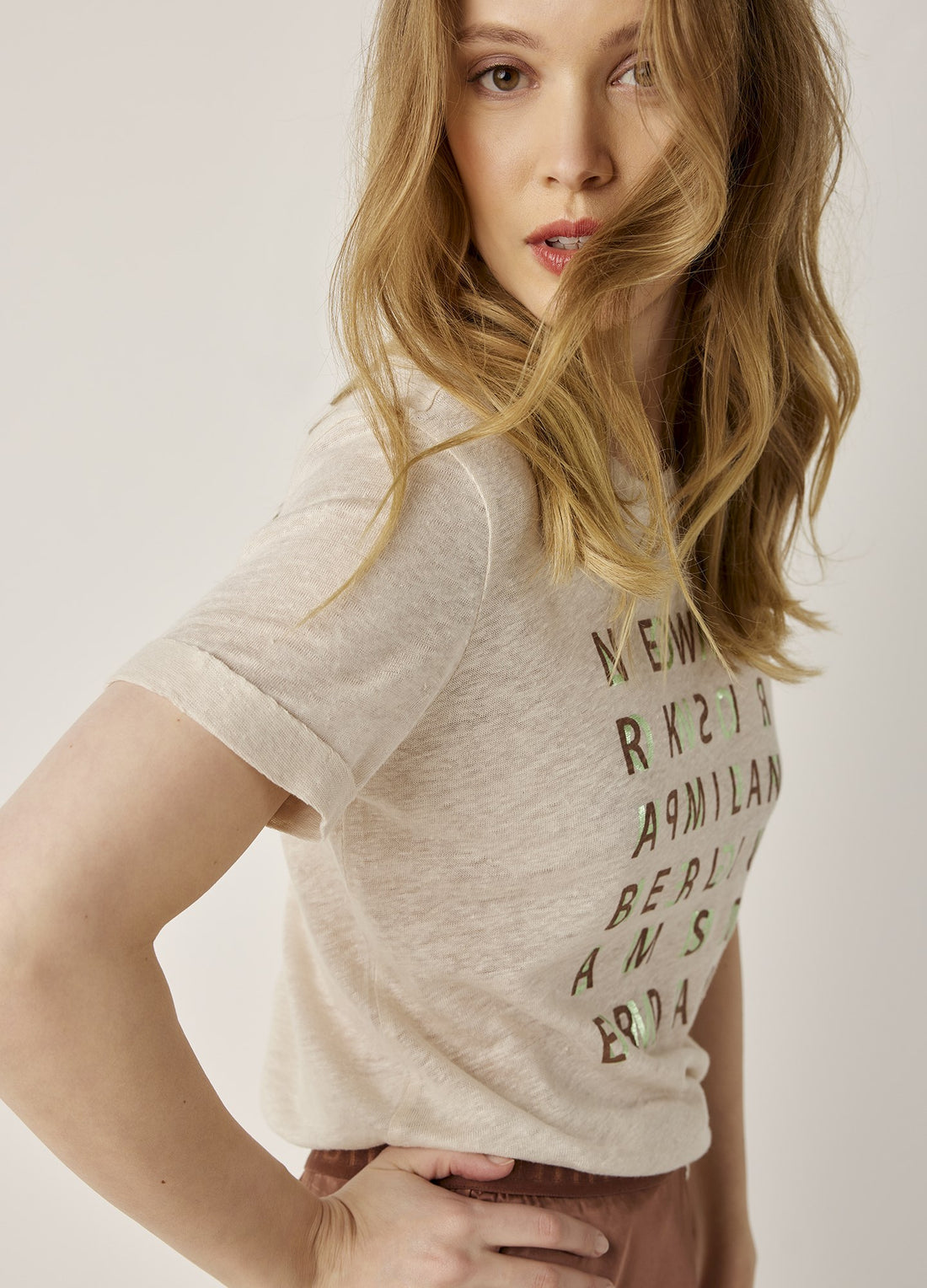 Summum Beige Linen Top