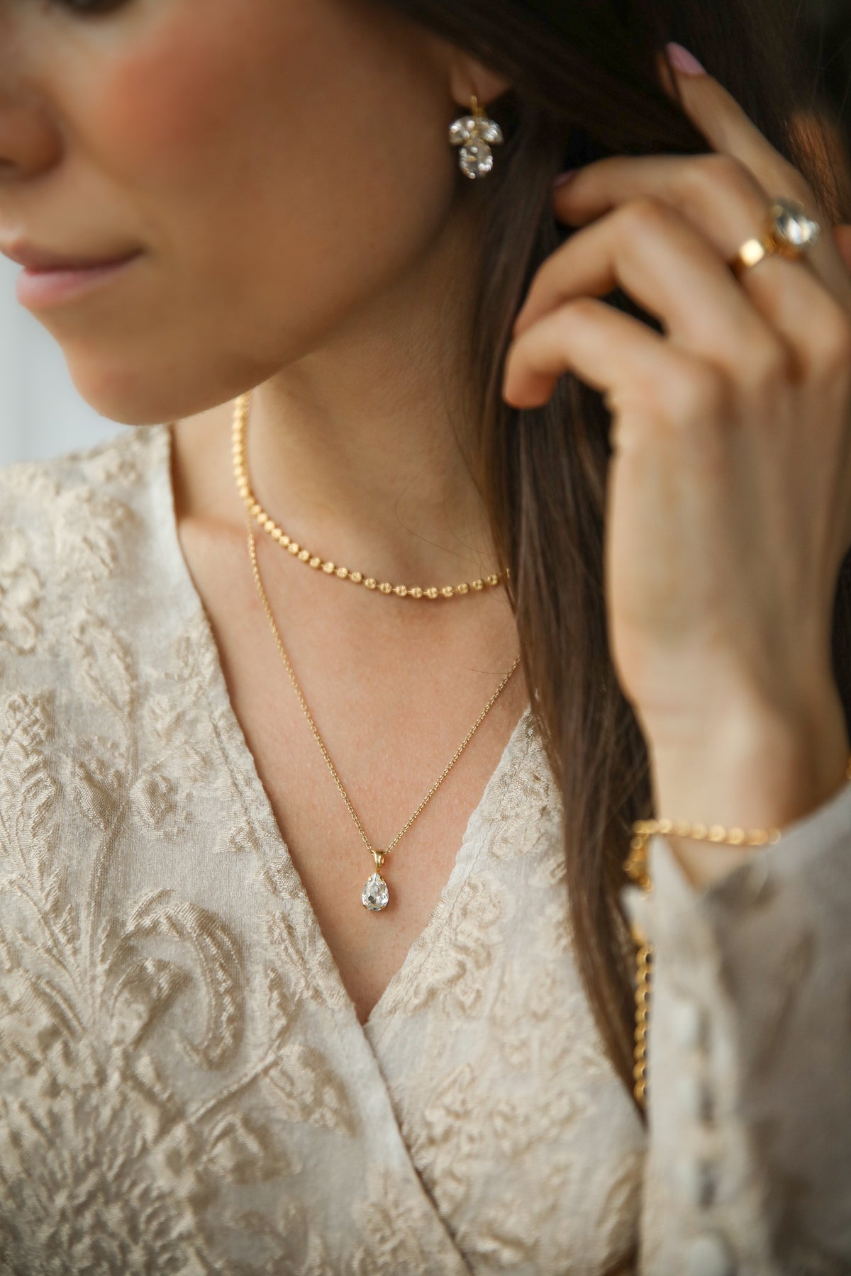 Caroline Svedbom Petite Navette Necklace - Crystal