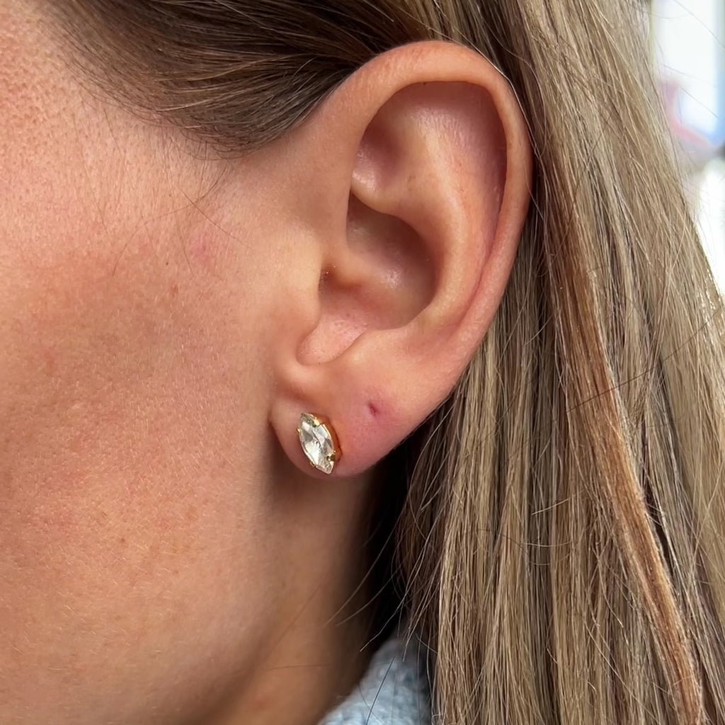 Caroline Svedbom Petite Navette Earrings - Crystal