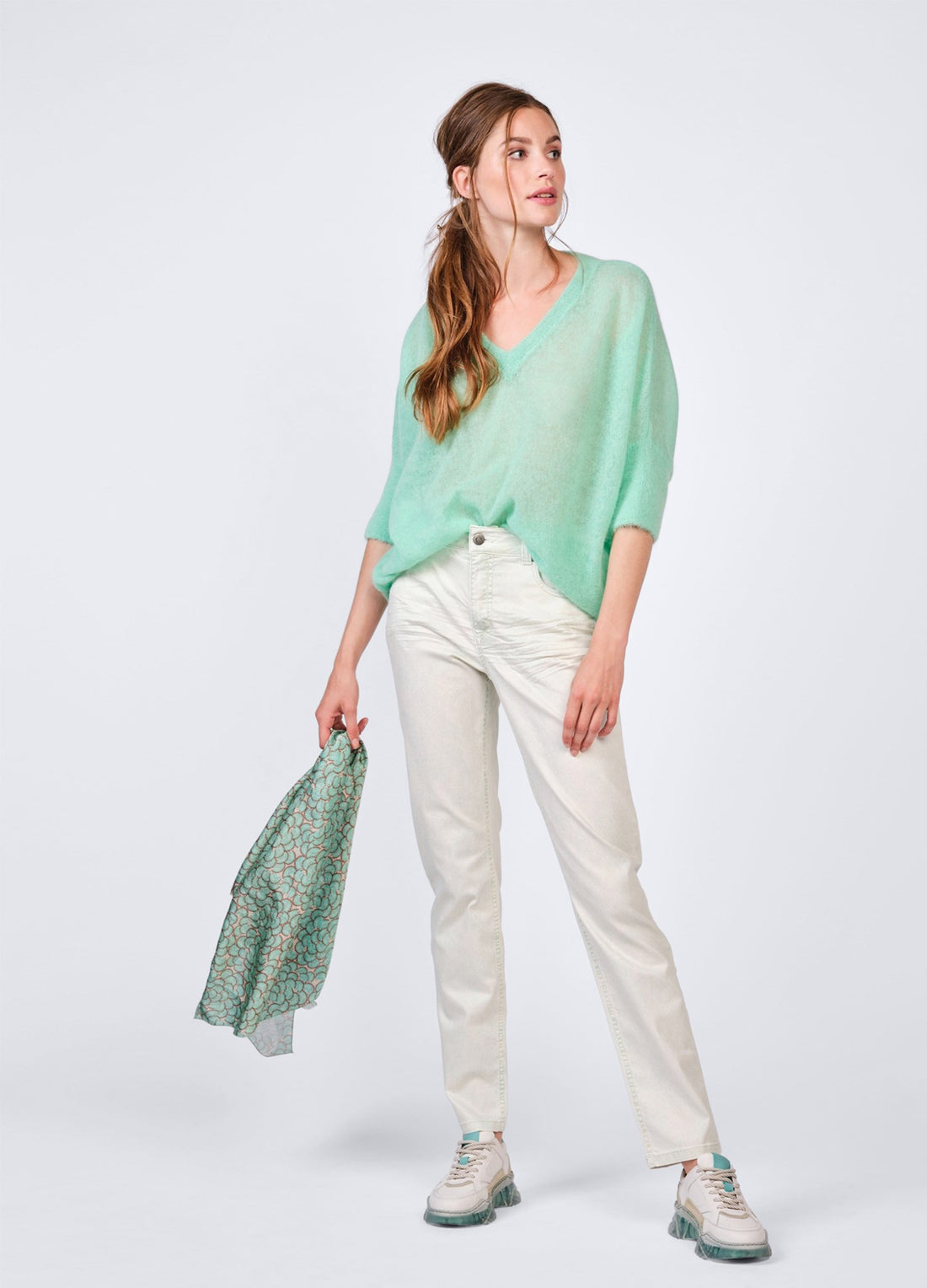 Summum Turquoise Oversized Aplaca Wool Blend Knt