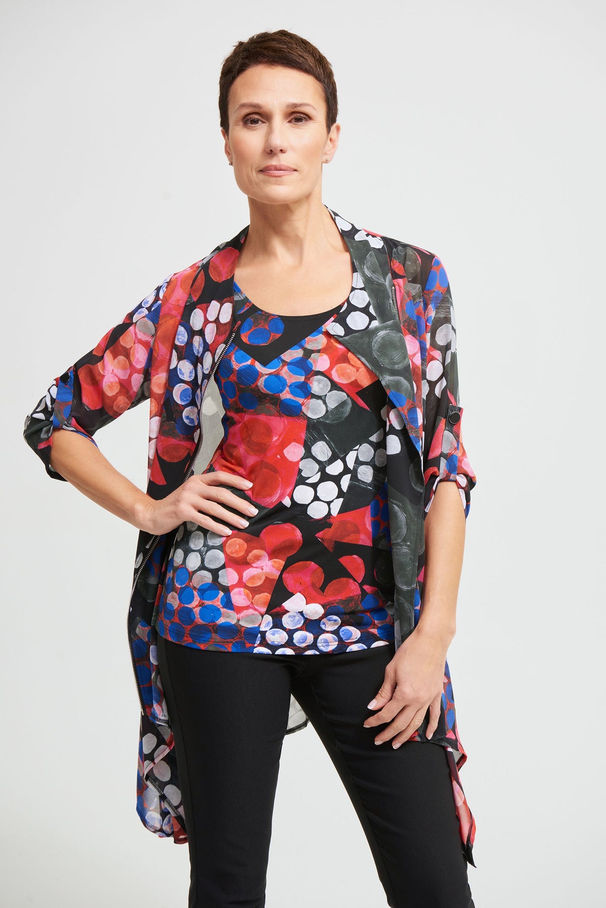 Joseph Ribkoff Chiffon Twin Set Top