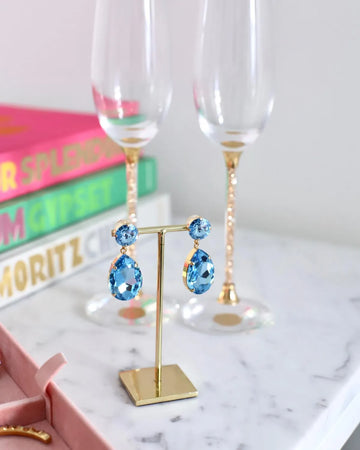 Caroline Svedbom Perfect Drop Gold Light Saphire Earrings