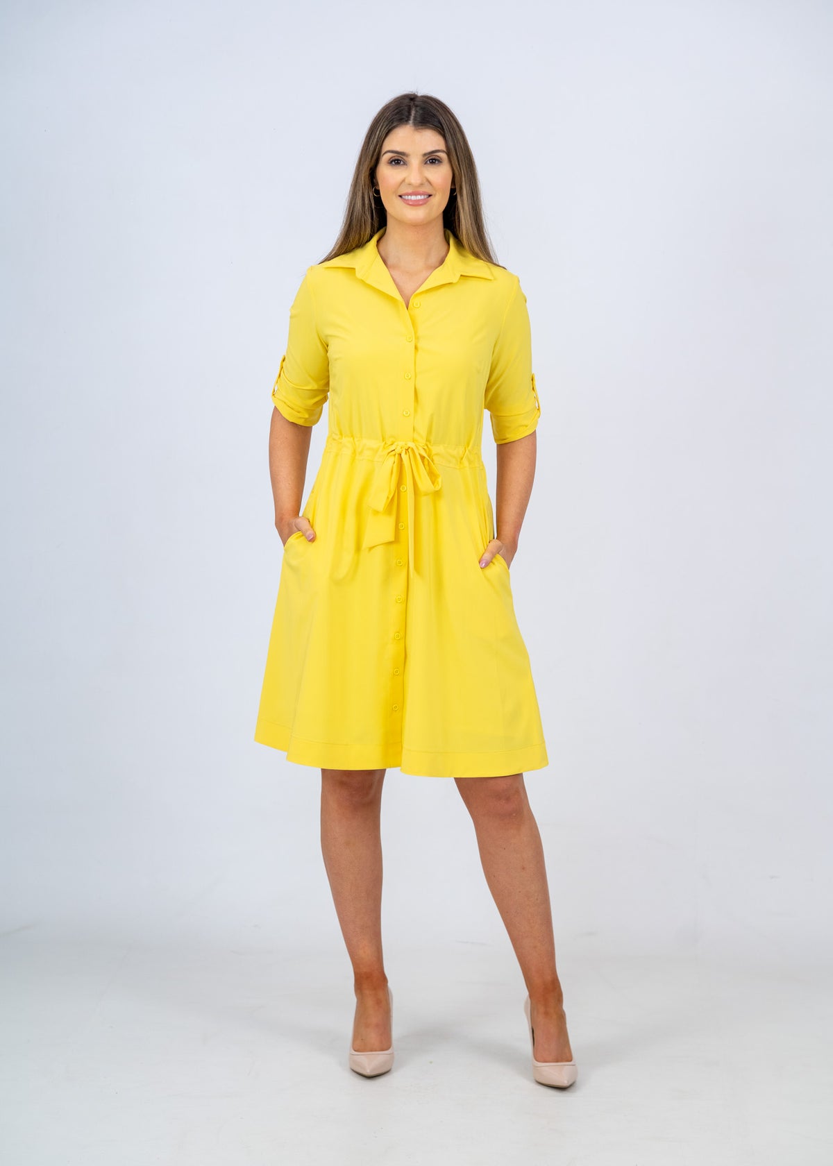 Joseph Ribkoff Yellow FIt &amp; Flair Dress
