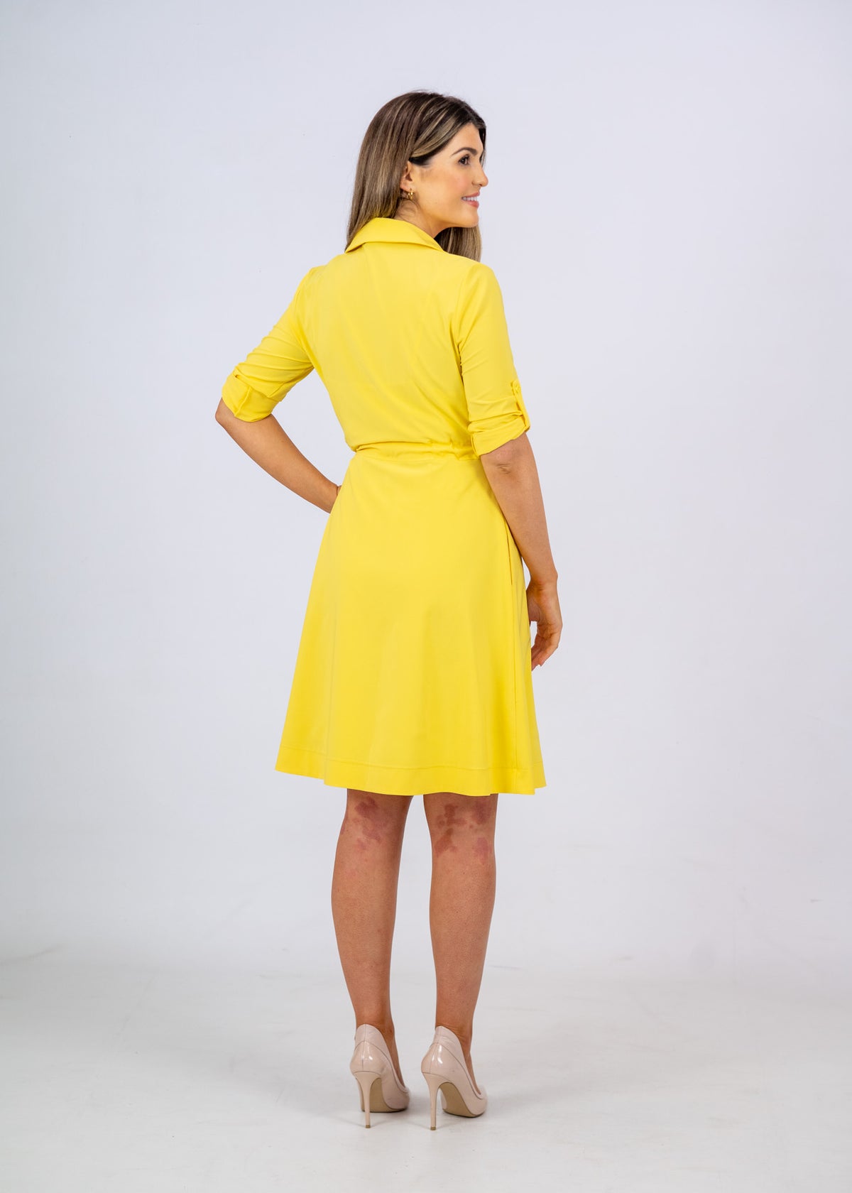 Joseph Ribkoff Yellow FIt &amp; Flair Dress