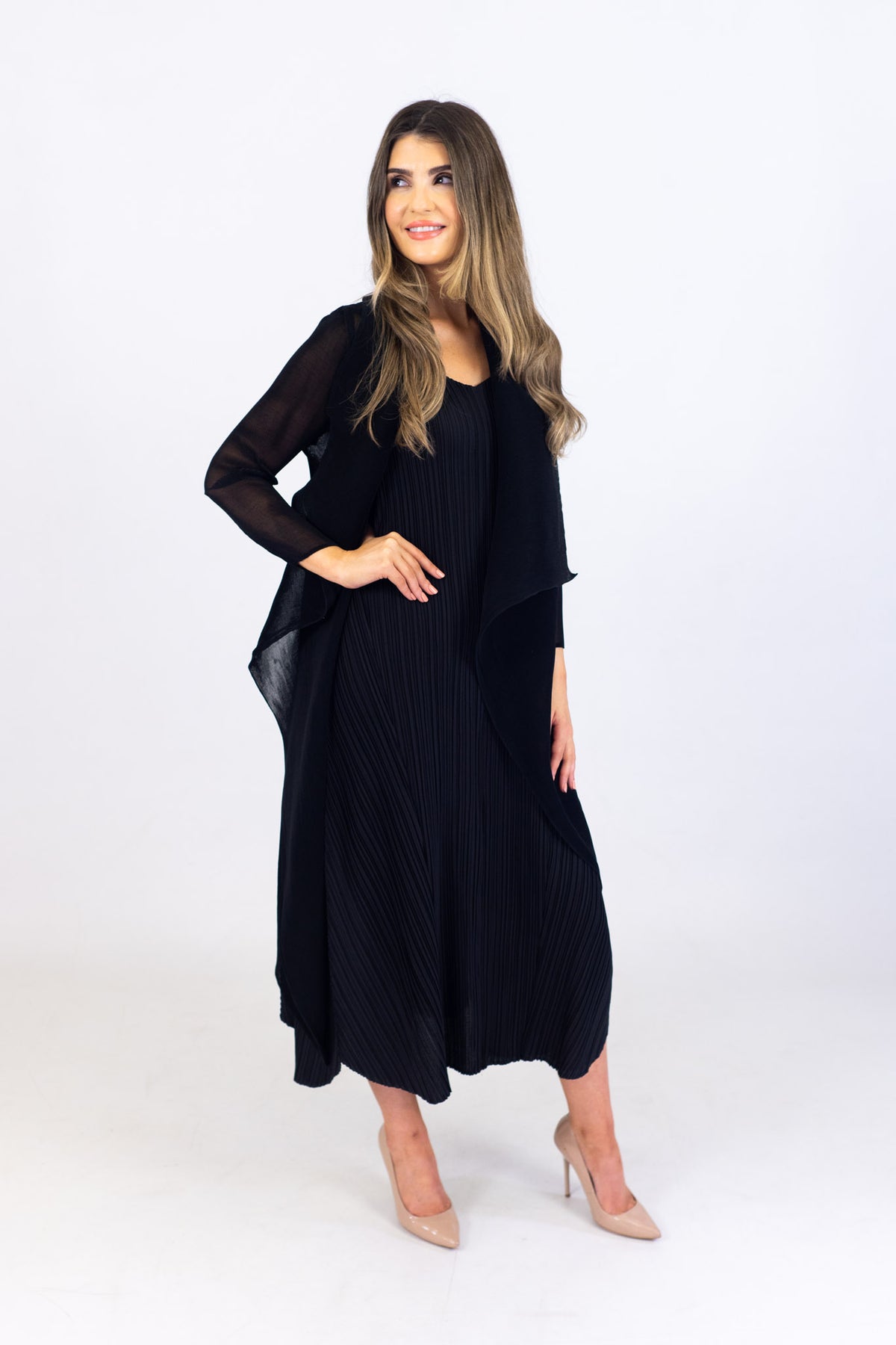 Alquema Black Estrella Dress &amp; Collare Coat