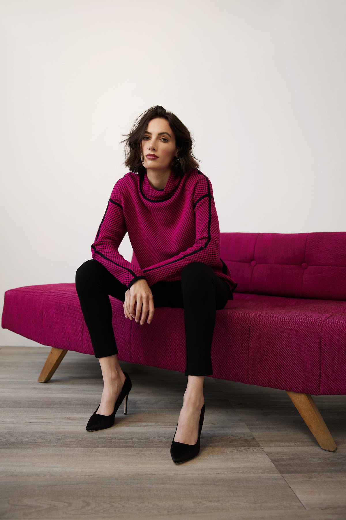 Joseph Ribkoff Jacquard Funnel Neck Top